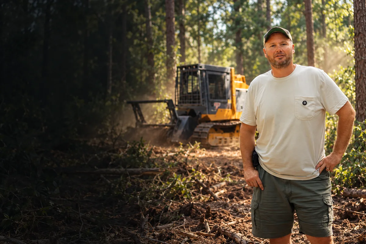 Diversified Land Clearing operator with land-clearing equipment