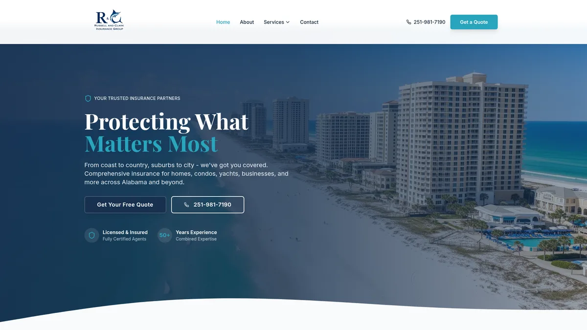 Russell & Clark Insurance website screenshot