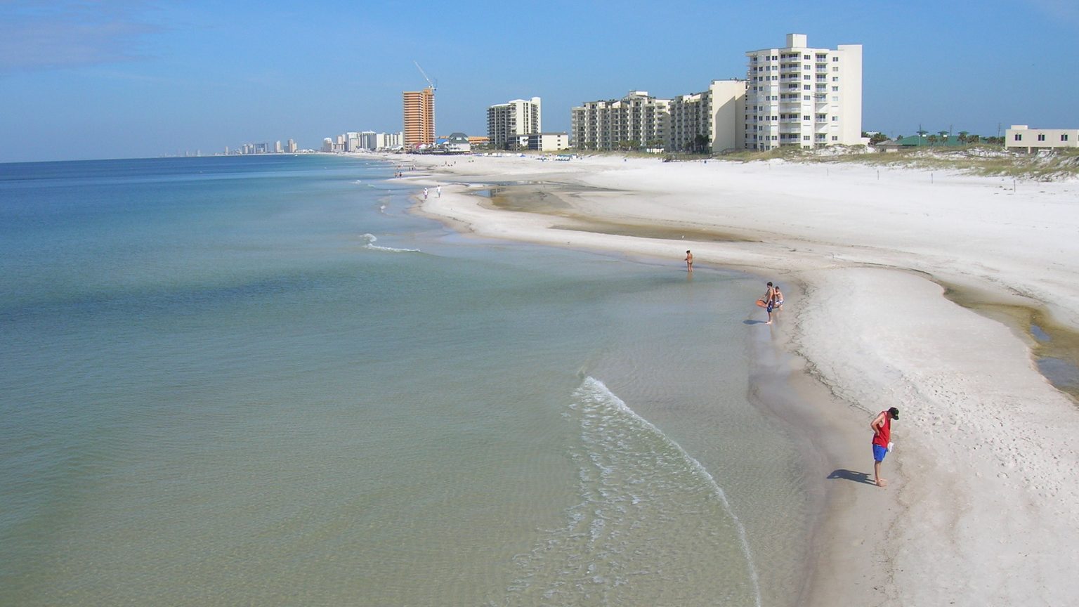 The Panama City Beach pier extending over turquoise Gulf of Mexico water