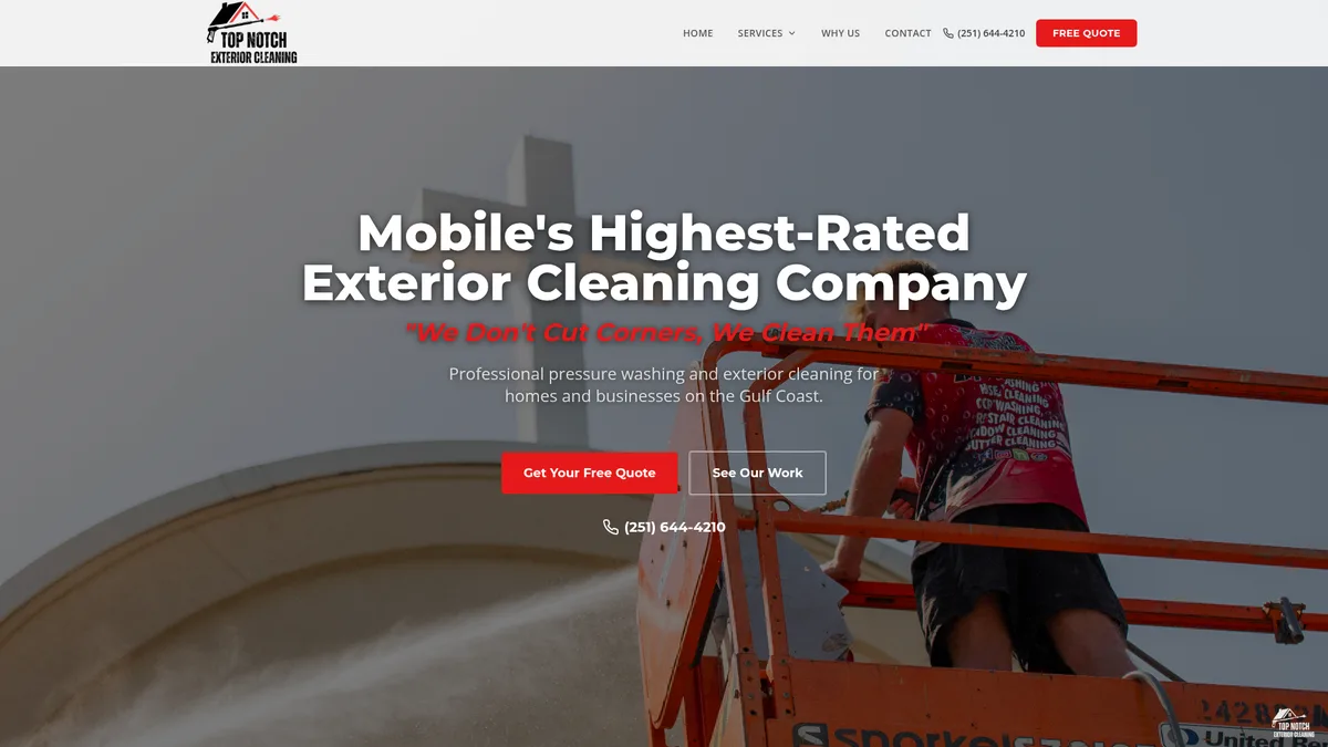 Top Notch Exterior Cleaning website screenshot